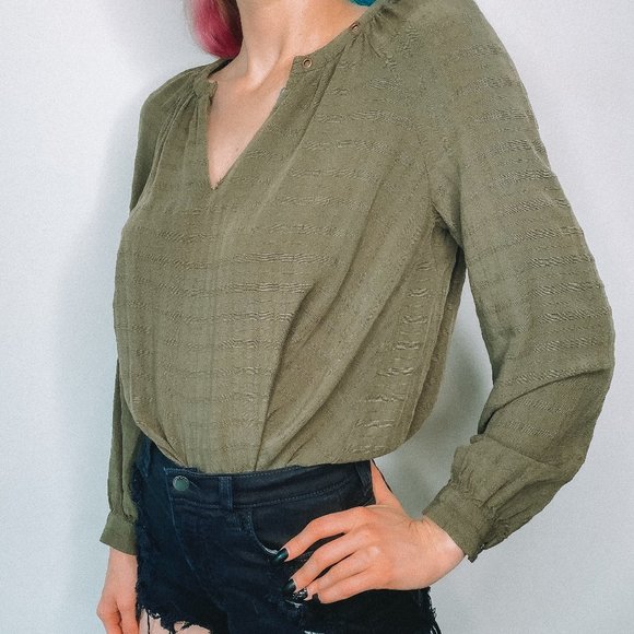 Knox Rose Tops - Knox Rose Green Long Sleeve Blouse